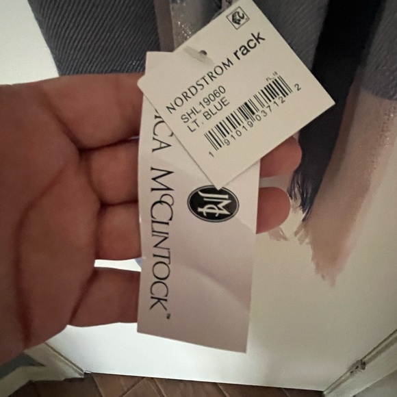 Blue and Pink Color Block Scarf - Picture 2 of 2